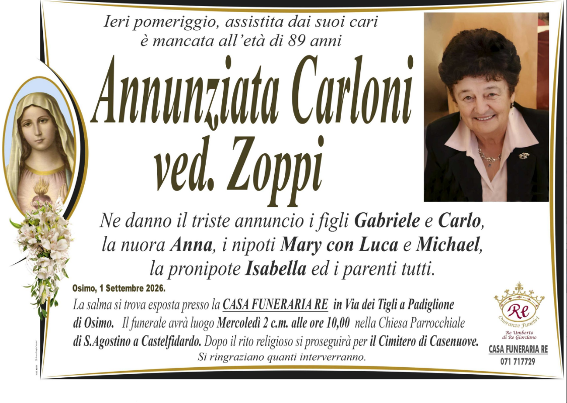 Annunziata CARLONI, vedova ZOPPI