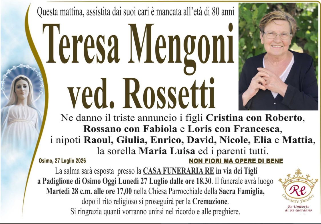 Teresa MENGONI, vedova ROSSETTI