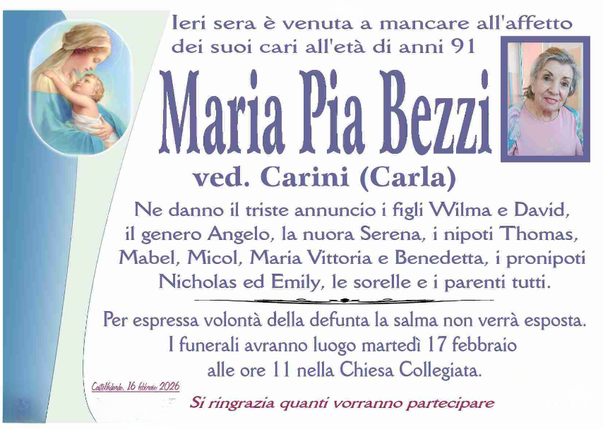 Maria Pia BEZZI, vedova CARINI