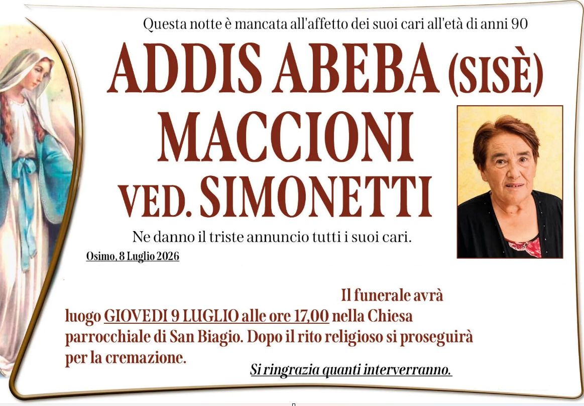 Addis Abeba (Sisè) MACCIONI, vedova SIMONETTI