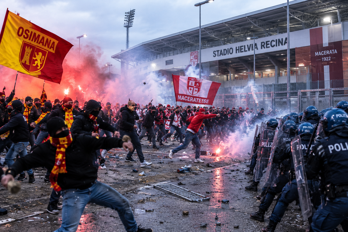 SCONTRI MACERATESE-OSIMANA 2023, CONDANNATI 8 ULTRAS SU 9: A TUTTI OTTO MESI