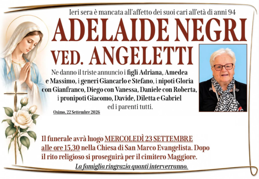 Adelaide NEGRI, vedova ANGELETTI