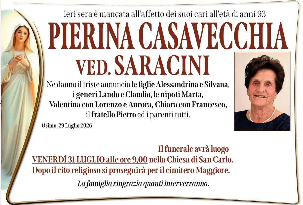 Pierina CASAVECCHIA, vedova SARACINI