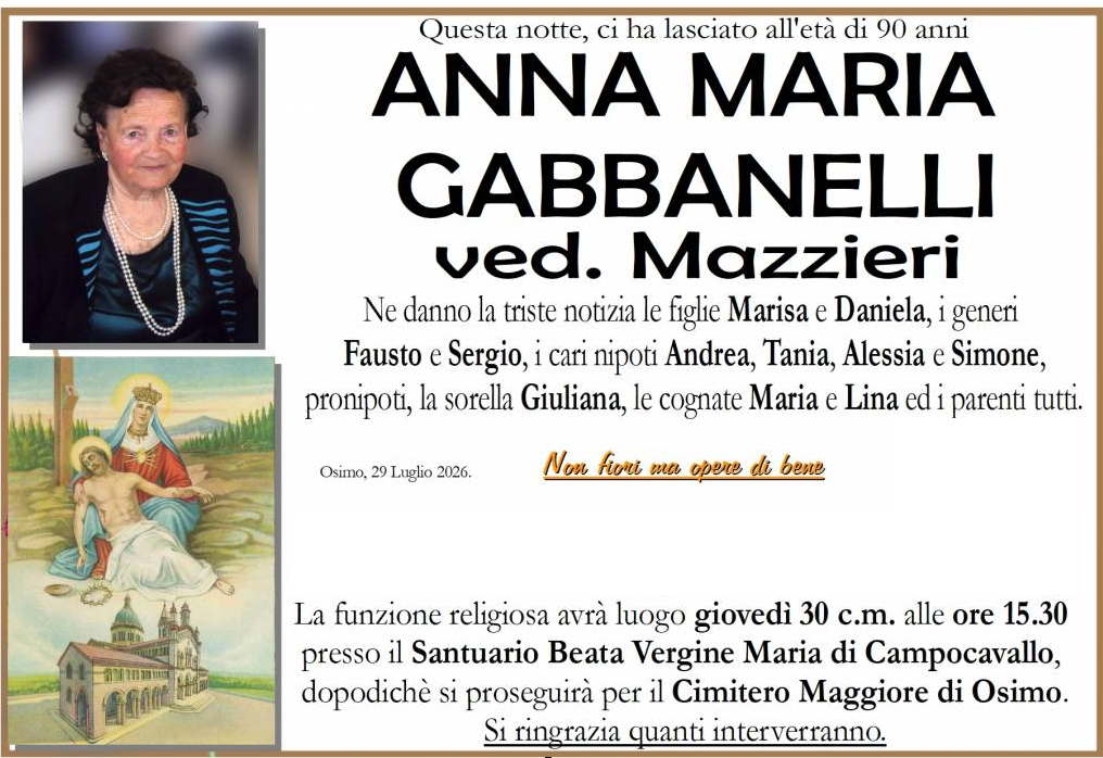 Anna Maria GABBANELLI, vedova MAZZIERI