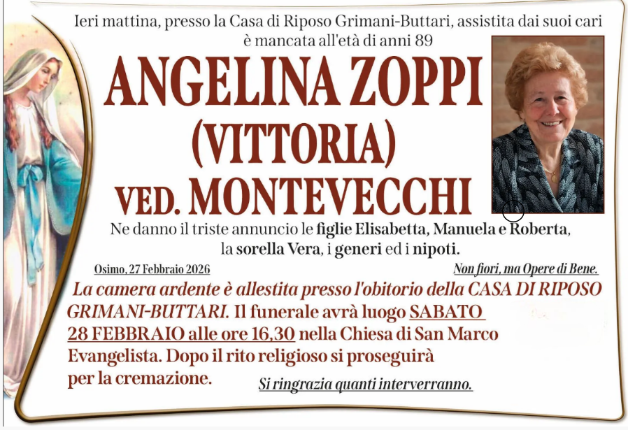 Angelina ZOPPI (Vittoria), vedova MONTEVECCHI