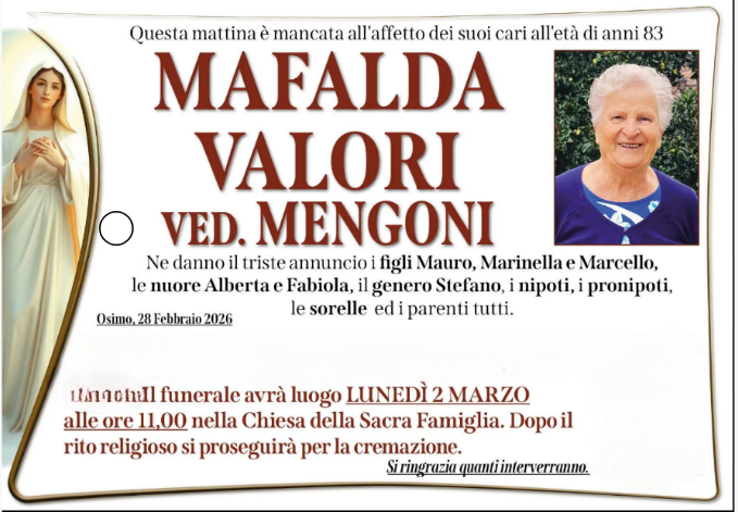Mafalda VALORI, vedova MENGONI