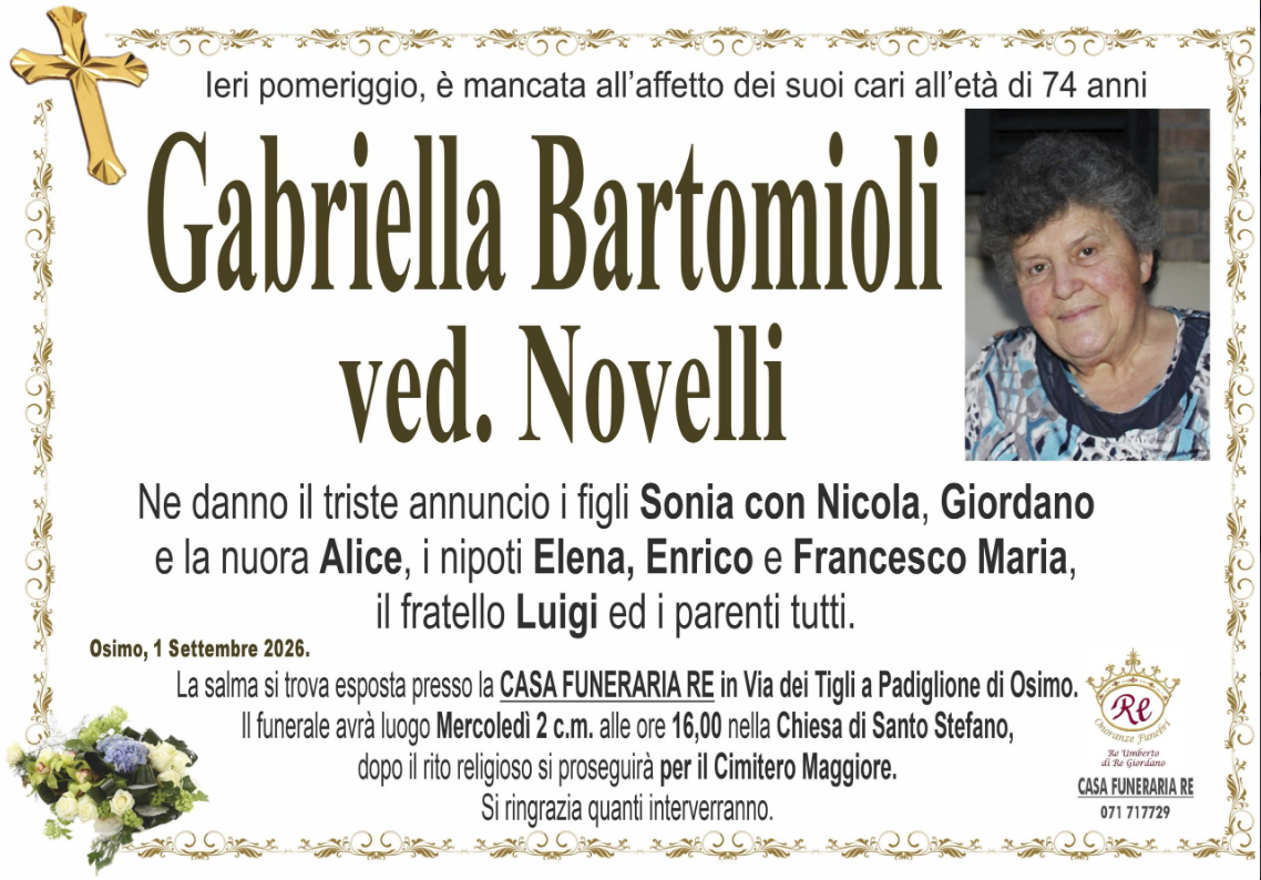 Gabriella BARTOMIOLI, vedova NOVELLI