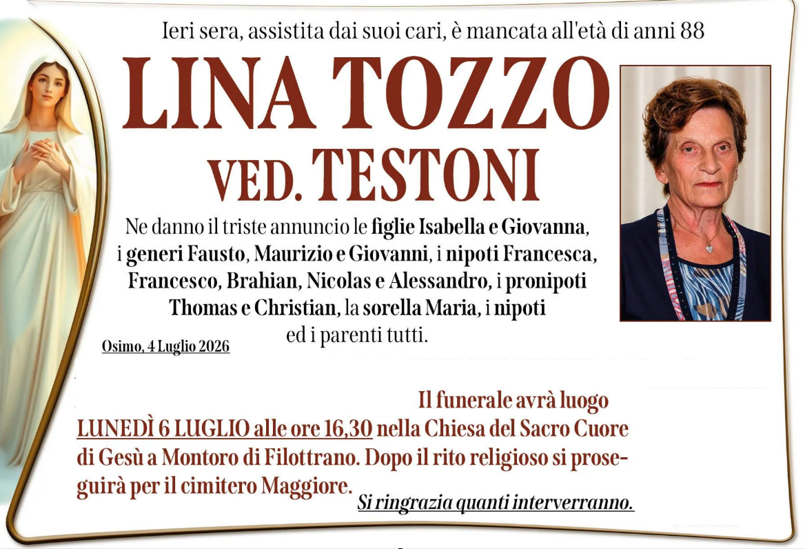 Lina TOZZO, vedova TESTONI