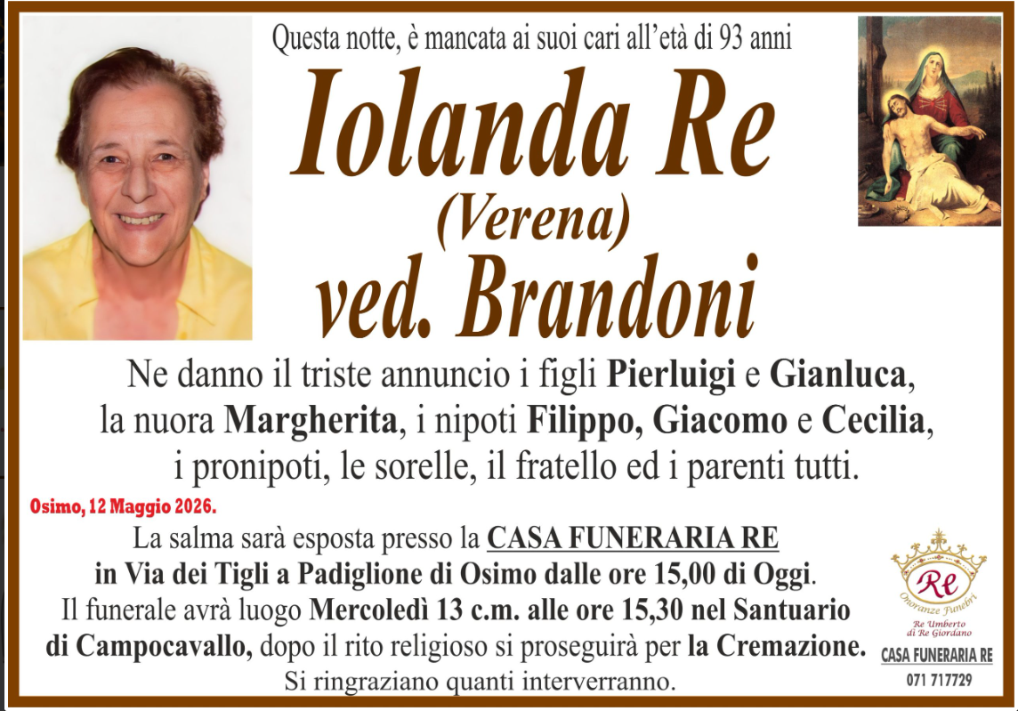 Iolanda RE (Verena), vedova BRANDONI