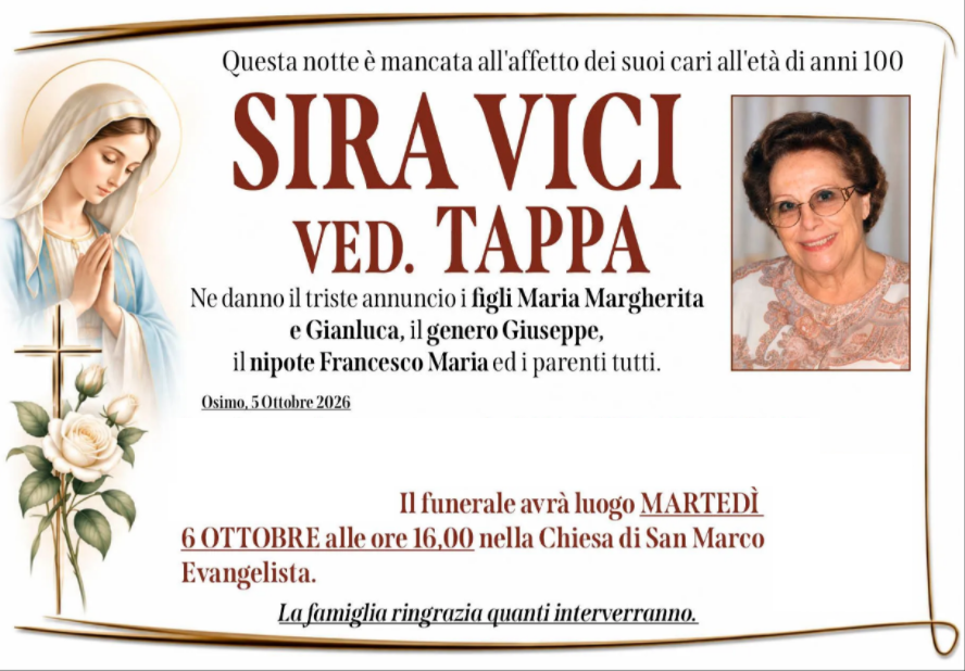 Sira VICI, vedova TAPPA