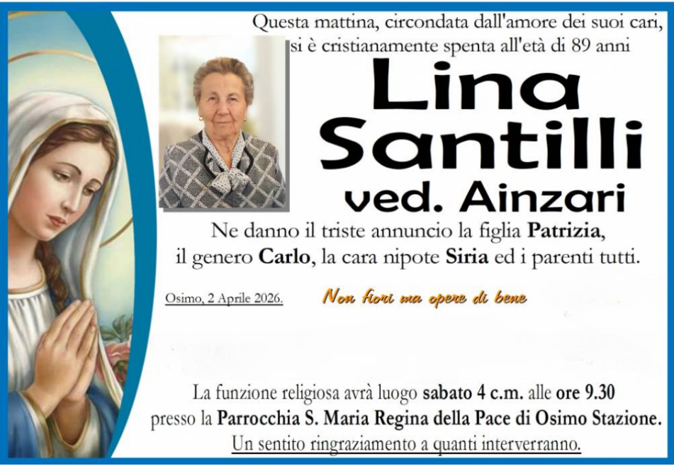 Lina SANTILLI, vedova AINZARI