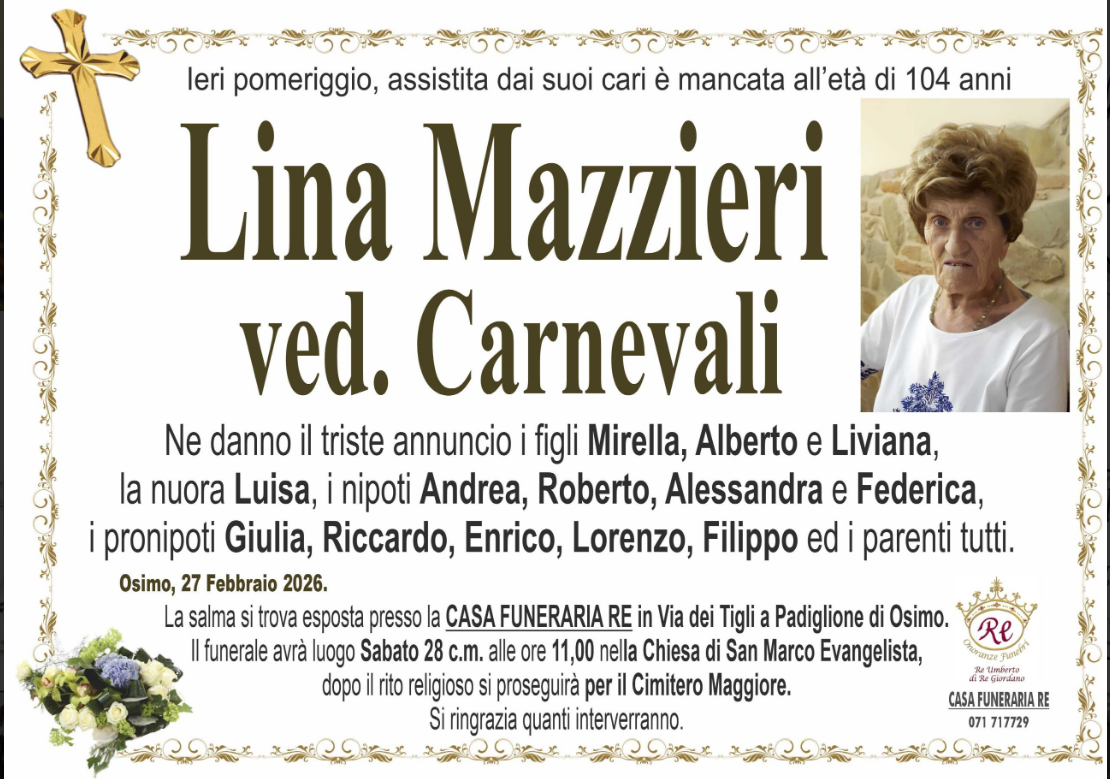 Lina MAZZIERI, vedova CARNEVALI
